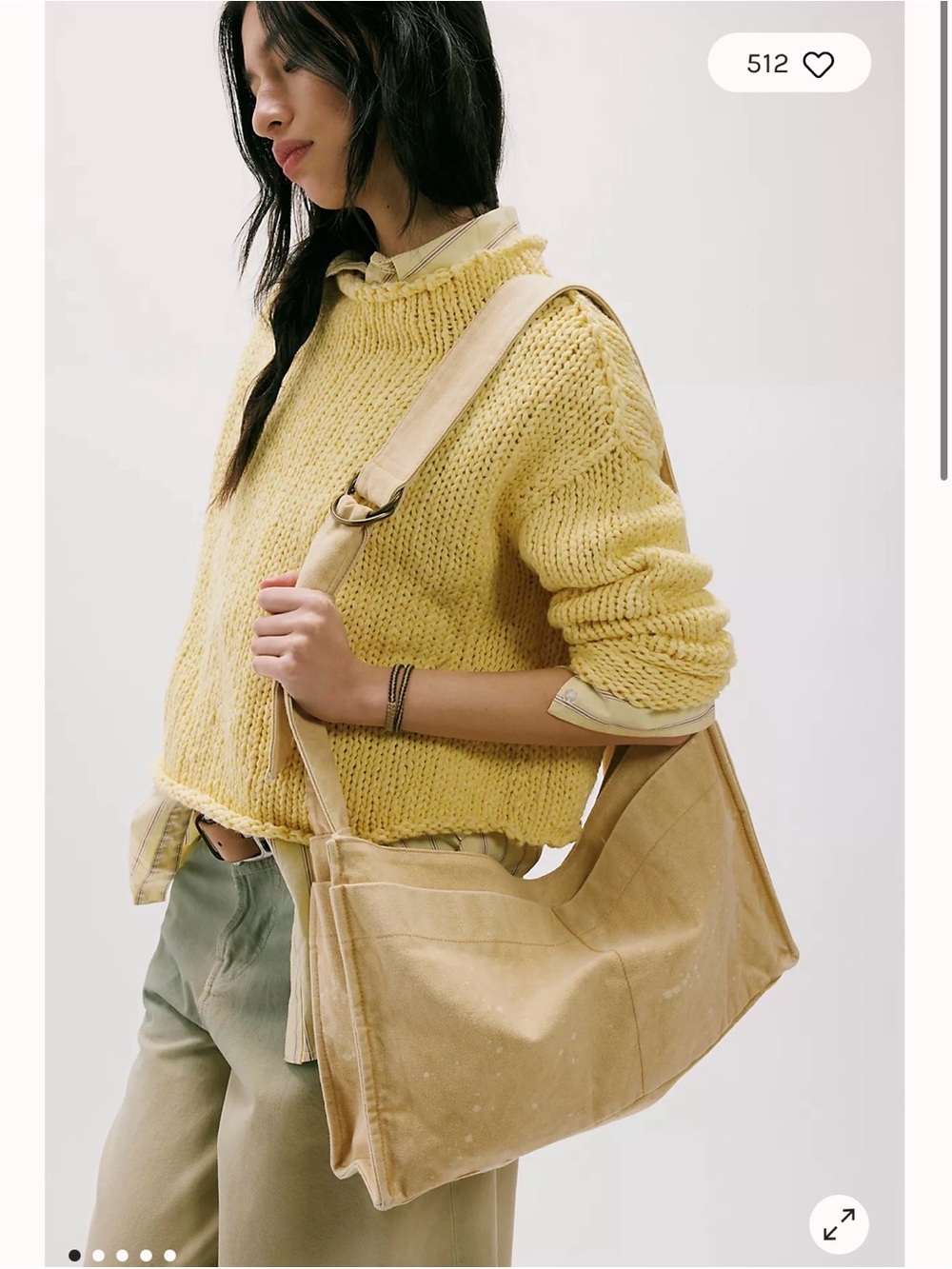 Free People Beige Canvas Shoulder Bag